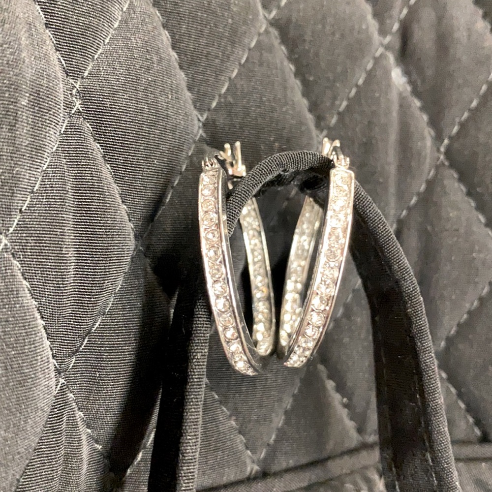 Brand New! Silver Swarovski Hoop Crystal Earrings!